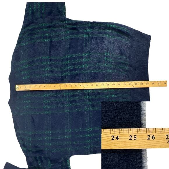 Time and Tru Fuzzy Pullover Eyelash Sweater Green Blue Buffalo Plaid Size XXL - Picture 9 of 13